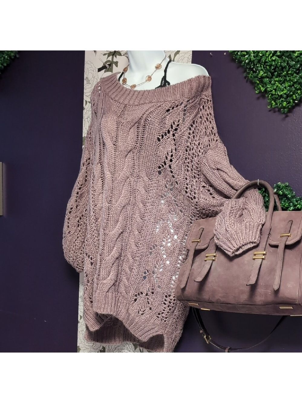 3 Bird Nest Lilac Off-the-Shoulder Sweater - Picture 3 of 6